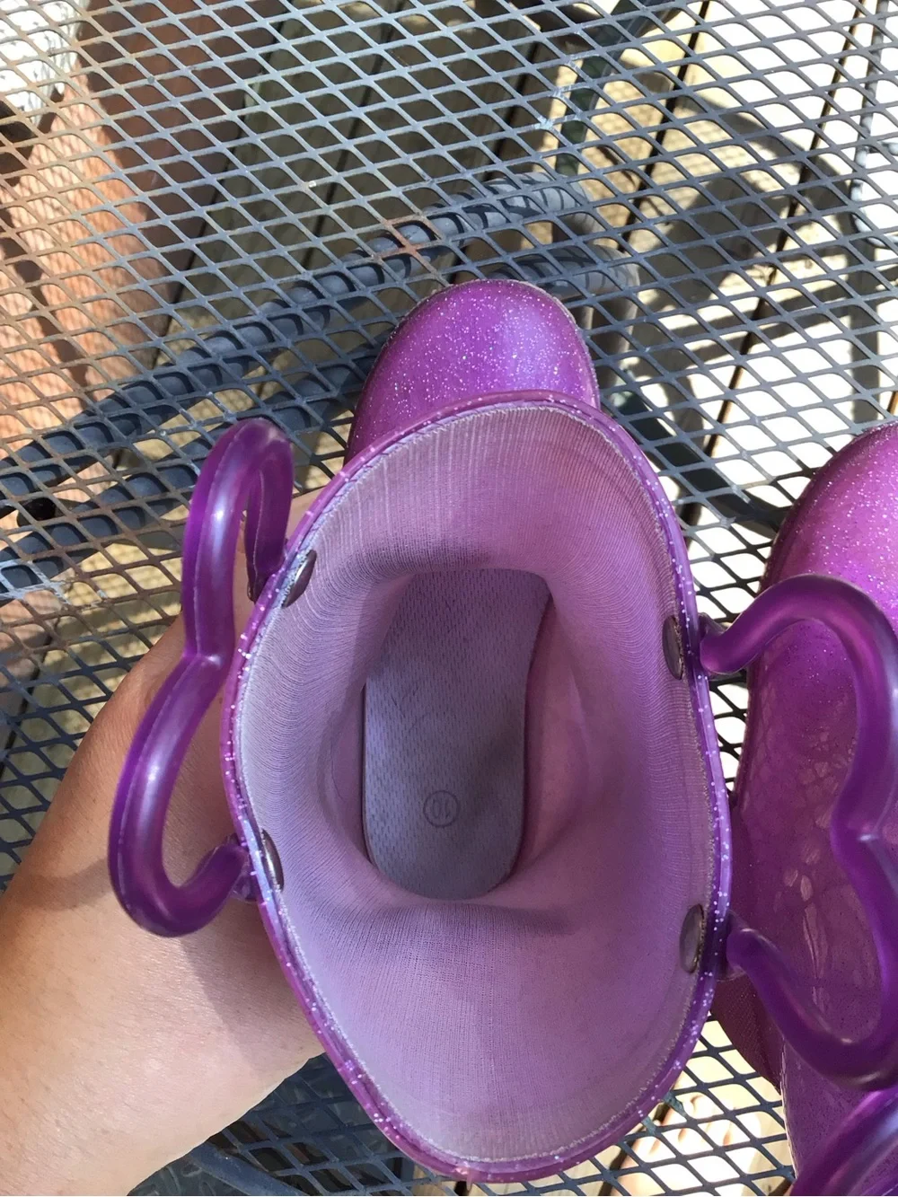 Girls' Sparkly Purple Light Up Rain Boots with Heart -Toddler Size 10